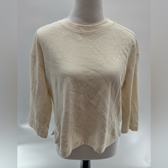 Rachel Zoe Round Neck Rib Knit Cropped Top In Cream. SZ M - Picture 1 of 5